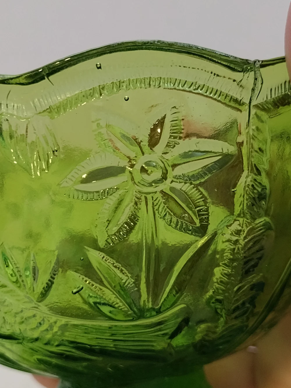 Indiana Glass Green Pressed Glass Compote
